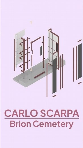 Satisfying animation | Carlo Scarpa - Brion door | Architectural exploding axonometric #shorts