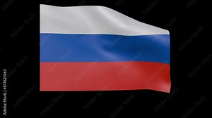 russian flag 4k 3d render of a waving banner fluttering in the wind without flagpole with transparent alpha channel for free placement and isolated background that symbolises russia country nation