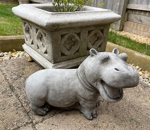 Hippo Stone Garden Statue | Outdoor Classical Animal African Sculpture Ornament - Etsy