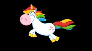 Download Cute Magic Unicorn Cartoon Mascot Character Running. 4K Animation Video Motion Graphics Without Background for free