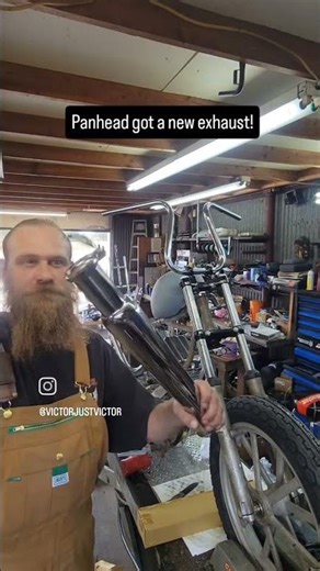 got a funky new exhaust on the panhead bobber project! #bobber #chopper #oldschool #mechanic