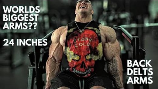 Nick Walker-世界上最大的手臂？？ 24英寸 | 训练日 | 背部三角肌手臂 | 11周后参加奥林匹亚先生比赛