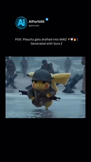 Ai FOR IT ALL 🌐🛜😱 | AI has officially gone TOO FAR 😳⚡ Pikachu in the middle of a WW2 battlefield… created with OpenAI’s new Sora 2 model. What scene should I... | Instagram