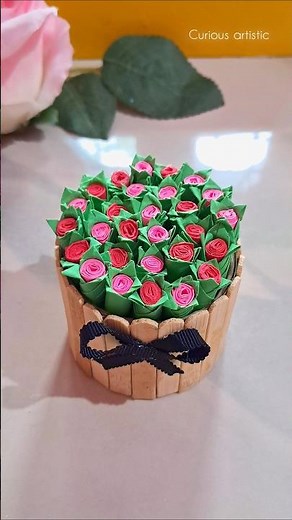 Mini paper rose flower bouquet 💐 mini rose paper bouquet, mini paper rose bouquet tutorial