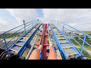 Built Into a Cliff - Superman Coaster Ride POV [Six Flags Texas]