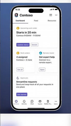 Stay in Microsoft Teams—AND access work orders, upcoming assignments, and location details.