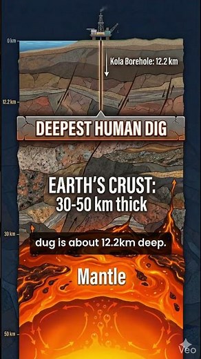 The Deepest Hole vs. Earth's Crust #facts #highestmountain