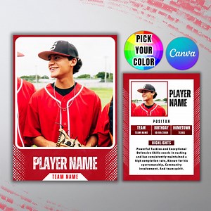 Baseball Trading Cards Template, Customizable DIY Sports Card, Personalized Player Card, Printable Editable School Team Gifts Canva Template - Etsy