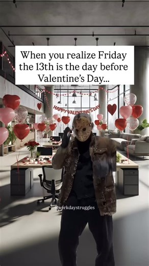 When you realize Friday the 13th is the day before Valentine’s Day… Follow @workdaystruggles for more relatable and funny work memes. friday the 13th meme, valentines day meme, funny work meme, office humor, workplace meme, relatable office content, funny valentines post, funny memes #fridaythe13th #valentinesdaymeme #workmemes #workdaystruggles #workhumor | Workday Struggles