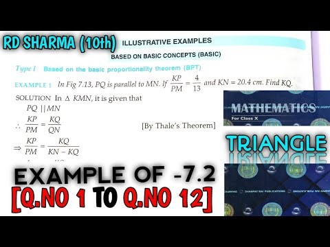RD SHARMA CLASS 10 TRIANGLE EXAMPLE OF EX-7.2[Q.NO-1 TO 12] MATH FEAR | CHAPTER 7 | CBSE
