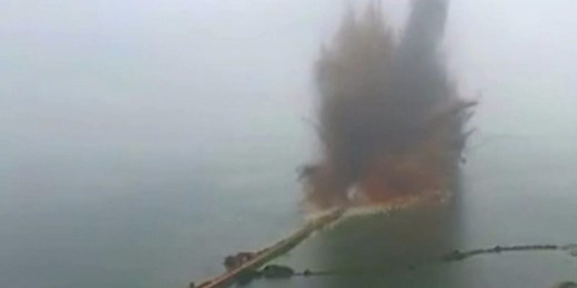 Watch a Chinese dam be destroyed in an explosion of waterworks