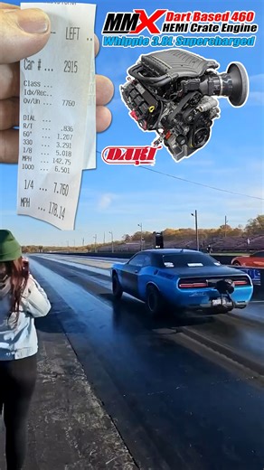 Modern Muscle Xtreme on Instagram: "MMX 460 CI Crate Engine Track Testing: @smurfbuilt_ Pushed one of our 460 cubic-inch, 3.8L Whipple-supercharged crate engines into the 7s on only its third pass—and he lifted at 1100 ft! This combination shows massive potential based on the limited runs he was able to make this year. Unfortunately, weather shut down the remainder of his race program for the season, but the crew here at MMX is already looking forward to what this setup will do in 2026. Robert p