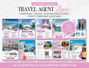 Travel Agent Flyer Bundle Template | Travel Marketing Flyers | Travel Agency Social Media | Vacation Flyer | Travel Templates - Etsy