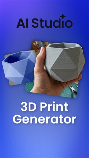 Creative Fabrica on Instagram: "🚀 From Imagination to 3D Reality! Meet the brand-new 3D Print Generator in AI Studio—the fastest way to turn your ideas into real 3D objects! 🎉 1️⃣ Type a prompt + choose your model 2️⃣ AI generates the final design 3️⃣ Download the print-ready file From tabletop miniatures to household hacks—bring your ideas to life instantly! Try the future of making, Link in Bio! #3DPrinting #3DPrint #AI3DPrintGenerator #AI3DPrinting #3DModel"