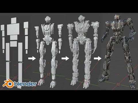 Blender 3D Modeling Robot Character XX1 (Cube Object)