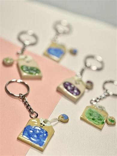 Tea Bag Keychain; Polymer Clay Keychain; Bag Charm - Etsy