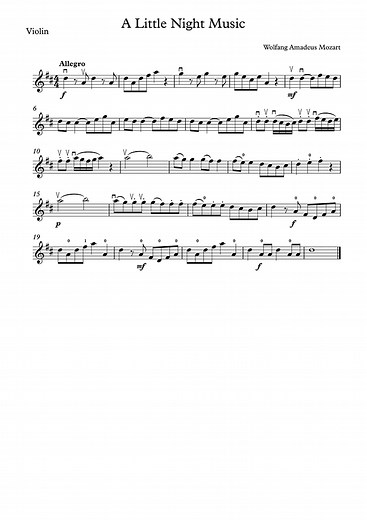 A Little Night Music, K.525 - I. Allegro (Mozart) - Violin Sheet Music