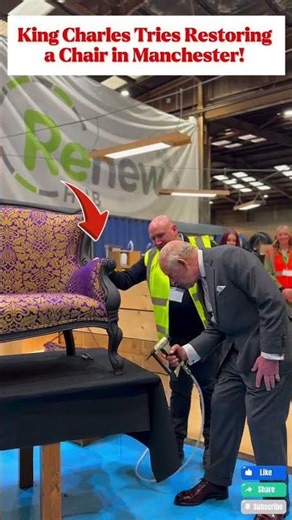 King Charles Tries Restoring a Chair in Manchester! ♻️👑 Amazing Moment