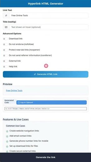 HTML Hyperlink Generator - Create Link Tags #Shorts