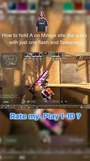 How to Hold A-Site on Mirage Like a PRO (1 Flash + Five-Seven) 🛡️ #CS2 #cs2 #gaming #counterstrike2