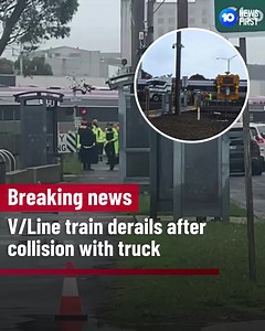 4.7K views · 43 reactions | #Breaking: A V/Line train has derailed after colliding with a truck in North Shore, near Geelong. Coaches are currently replacing train services between Lara and Waurn Ponds. More to come. | 10 News Melbourne | Facebook