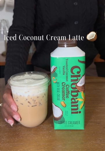 This is literally one of the best coffees I’ve made in a few weeks! Sooo delicious and creamy! Chobani really did their thing with this creamer 🥥🤎 * @fairlife Whole Milk * @Chobani Toasted Coconut Vanilla Creamer * La Lechera Sweetened Condensed Milk * Double Shot of Espresso * Topped with Coconut Cream Cold Foam #fyp #coffee #icedcoffee #chobanicreamer #coconutcream