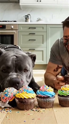 Dog vs Man cupcake race 😂 #trending #funny #funnydog #viralreels #memes #top #cooking