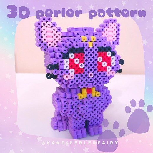 Instant Download!! 3D Perler Beads Pattern to Build This Kawaii Moon Kitten. 3d Meow Cat Perler Beads Pattern, 3dperler Tutorial Pattern - Etsy