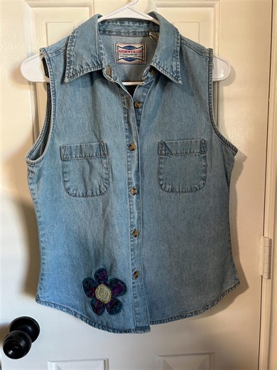 Upcycled Jean Button up Shirt - Size Medium - Etsy
