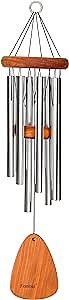 Festival 24-inch Redwood Wind Chime 8 Tubes w/Customization in Silver by Wind River for Patio, Backyard, Garden, and Outdoor décor. Made in The USA