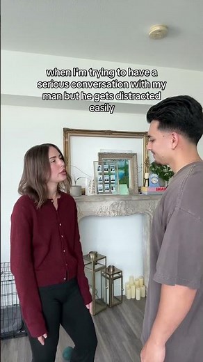 Having a serious conversation with my BF but he gets distracted easily 😂 #couple #couplecomedy