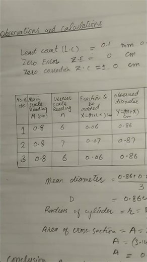 Practical 1.1 Measure area of cross section of cylinder with Vernier Callipers#youtubeshorts
