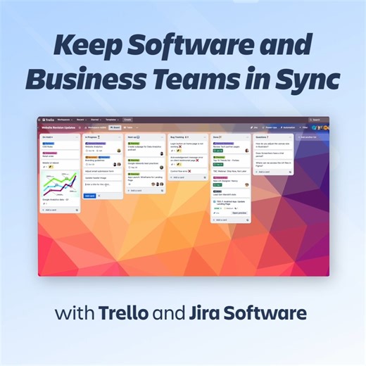 1.1K views · 12 reactions | Get teams on the same page — even if they’re not using the same tool.  By using Trello and Jira Software together, teams can stay in sync across tools with full visibility into task progress and Jira issues. | Trello | Facebook