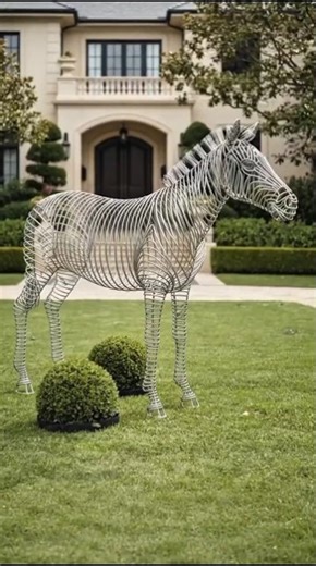 Luxury Lawn Zebra Sculpture + Topiary Bushes = Wow! 😱 #shorts #animals #viralart