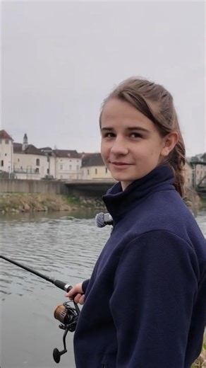 Sarah is fishing at the river 🐟 👍 #fishing #shorts