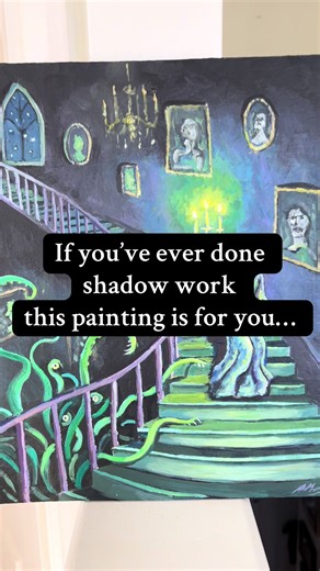 This painting is about the difficult and long process that is doing shadow work! Has anyone else done it/if so how has it been for you? #shadowwork #carljung #gothicart