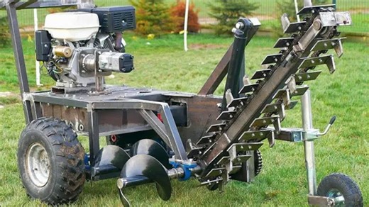 【DYI】Making Hydraulic Trencher Powered by a Gas Engine 15hp《看DYI，会解压》