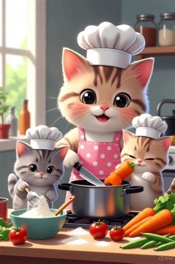 Cat AI Animation | Cat Cooking Food cooking and