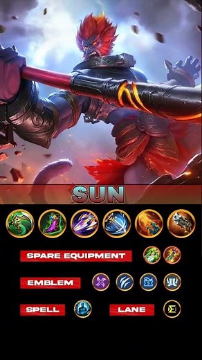 Sun BEST BUILD 2025 🐒 | INSANE Clone Damage + Split Push King | MLBB Sun Emblem + Items