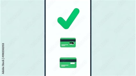 Green checkmark credit card symbols.