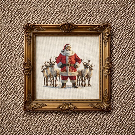 Santa Reindeer Cross Stitch Pattern PDF Digital Christmas Chart - Etsy