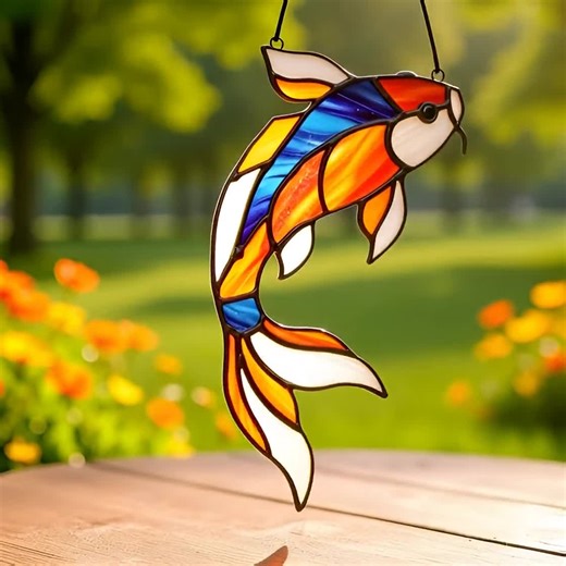 Koi Fish Stained Glass Pattern Digital Suncatcher DIY Beginner (pdf Svg Png) - Etsy
