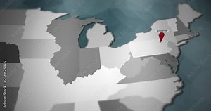 Modern United States motion graphics map - Scranton Pin Location Animation Stock Video