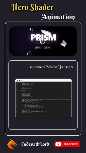 🔥 Hero Shader Animation for Websites | Prism 3D Effect Tutorial | CodewithLord