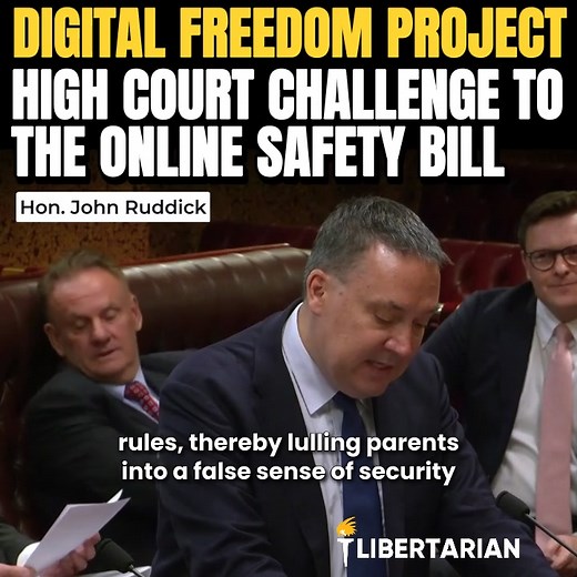 82K views · 3.7K reactions |  As the President of the Digital Freedom Project, I am proud to say we will be formally challenging the appalling Online Safety Bill in the High Court. To enforce the social media ban every single Australian social media user will need to prove their age. Do you trust social media companies to protect your privacy? Sign the petition to make your voice heard! Visit: digitalfreedomproject.org.au | John Ruddick MLC - Libertarian Party | Facebook