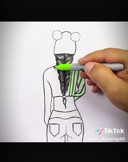 Easy Step-by-Step Drawing of a Girl from the Back