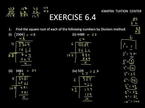 1. Find the square root of each of the following numbers by division method|| Ex 6.4 Class 8