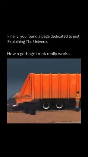 @onlyexplaining on Instagram: "A garbage truck is designed to collect and transport waste efficiently. Trash is loaded into the truck either manually by workers or automatically using a mechanical arm that lifts bins. Once inside, hydraulic systems power a large metal plate or packer blade that compresses the garbage, making room for more. The compacted waste is pushed into a storage area at the back of the truck, and when it’s full, the truck drives to a landfill or recycling facility. There, t