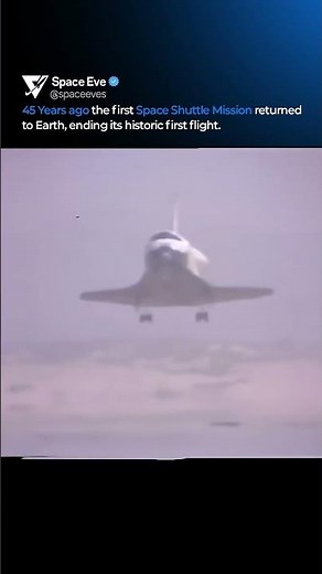 Space Shuttle Columbia landing at Edwards Air Force Base after a two-day test flight.