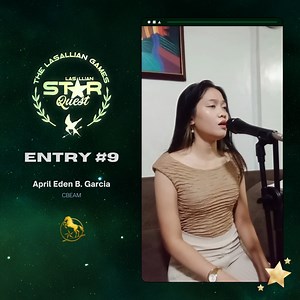 The tributes for our Lasallian Star Quest Season 2 - Singing Competition produced great melodies and harmonies as they sing their hearts out in our singing competition. Feel the emotion, the sound of passion, and the pleasant notes that our tributes give off. Watch the great performance of April Eden B. Garcia from the CBEAM district and do not forget to support your district’s tributes. #TLG2022 DISCLAIMER: No copyright infringement intended. The song belongs to the rightful owner. | DLSL Stude